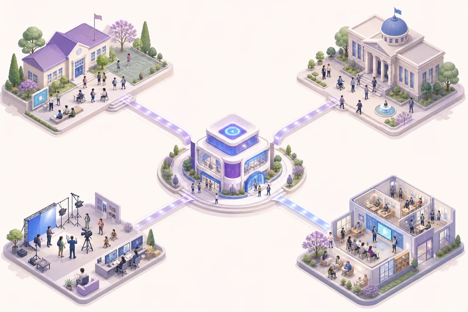 Mạng lưới hạ tầng kỹ năng AI OpenMatrix — isometric